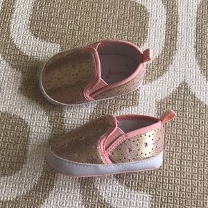 3-6 Month rose gold baby shoes